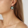 Dyrberg Kern Batti Silver Earrings - Emerald Green