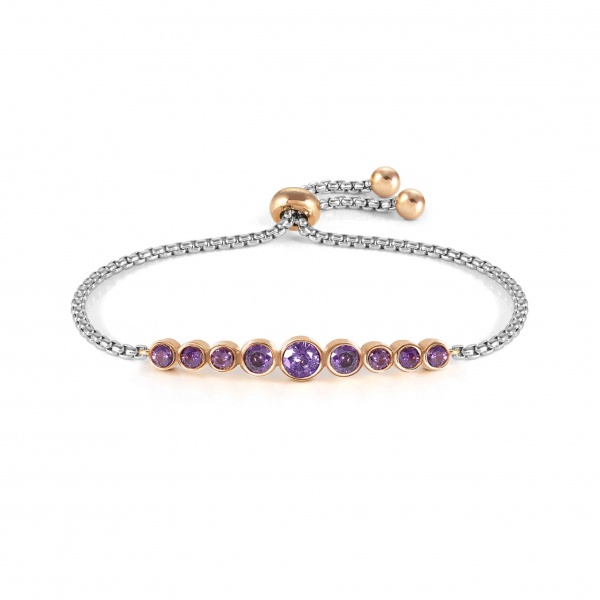 Nomination Milleluci Rose Gold & Silver Circle Bracelet - Purple
