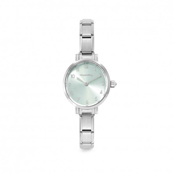 Nomination Oval Silver Watch with Sage Green Dial