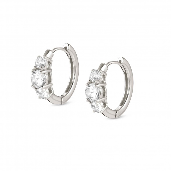Nomination Colour Wave Silver Small Hoop Earrings with White CZ