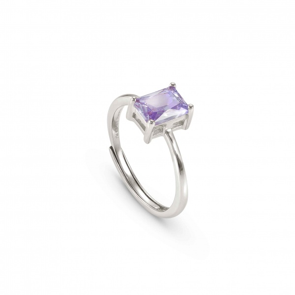 Nomination Colour Wave Silver Adjustable Ring with Purple CZ