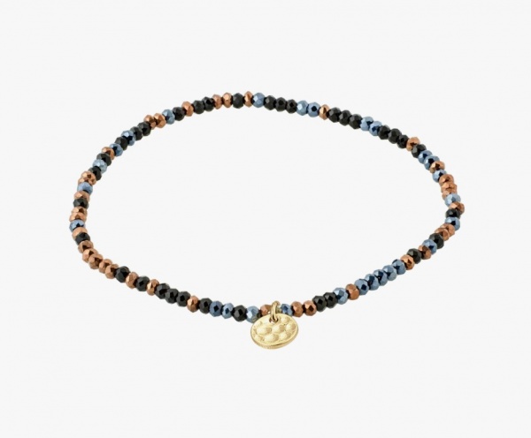 Pilgrim Indie Gold Bracelet with Grey & Brown Beads