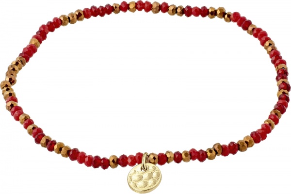 Pilgrim Indie Gold Bracelet with Red Beads