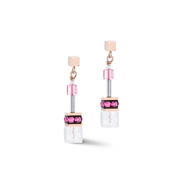 Coeur de Lion Rose Gold Pink Drop Earrings 3018/21-0400