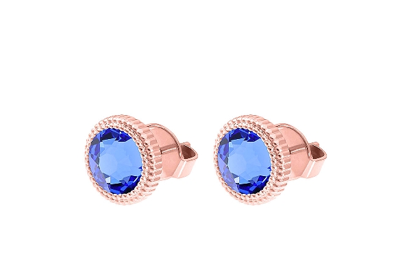 Qudo Rose Gold Earrings Fabero Flat 10mm - Sapphire