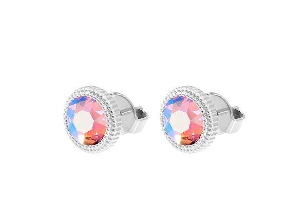 Qudo Silver Earrings Fabero Flat 10mm - Light Rose Shimmer