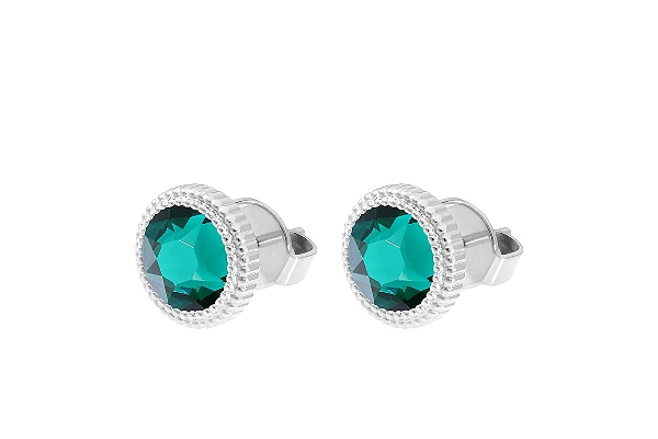 Qudo Silver Earrings Fabero Flat 10mm - Emerald