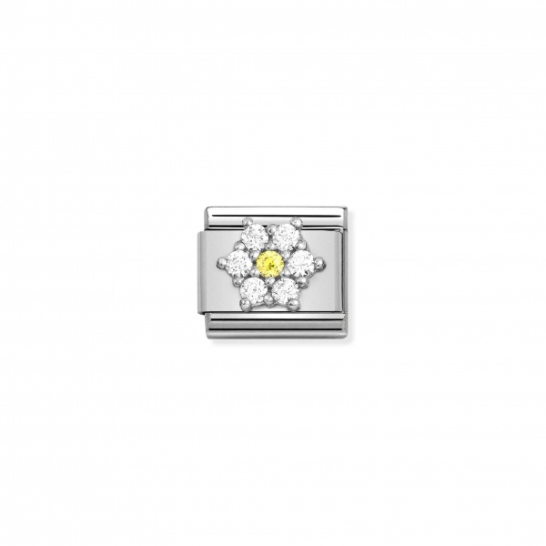 Nomination Silver White & Yellow CZ Flower Composable Charm
