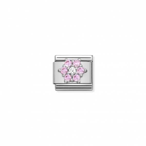 Nomination Silver Pink & White CZ Flower Composable Charm