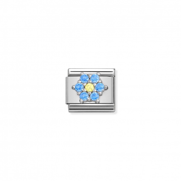 Nomination Silver Light Blue & Yellow CZ Flower Composable Charm