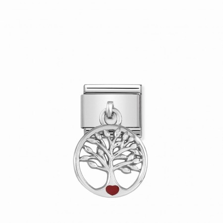 Nomination Silver Hanging Tree of Life with Red Heart Composable Charm