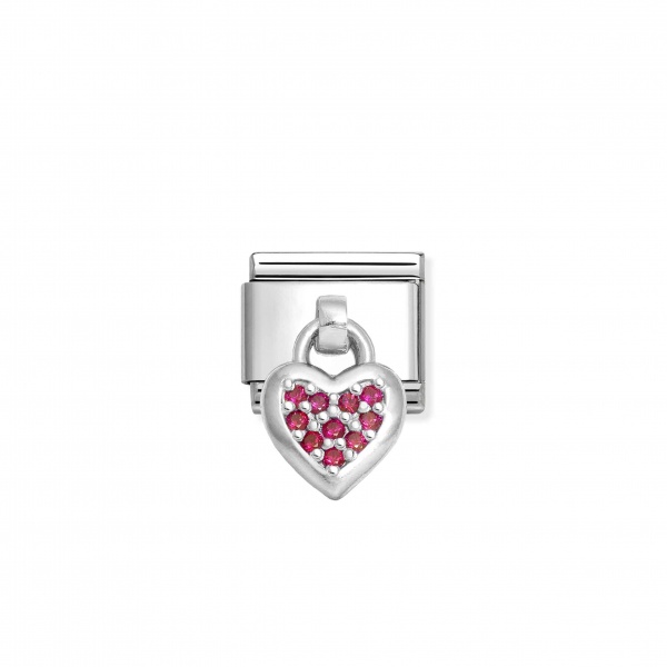 Nomination Silver Hanging Heart with Red CZ Composable Charm