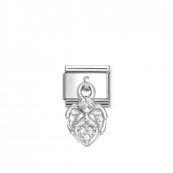 Nomination Silver Hanging White CZ Guardian Angel with Heart Composable Charm