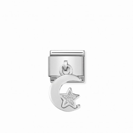 Nomination Silver Hanging Glitter Moon & Star Composable Charm