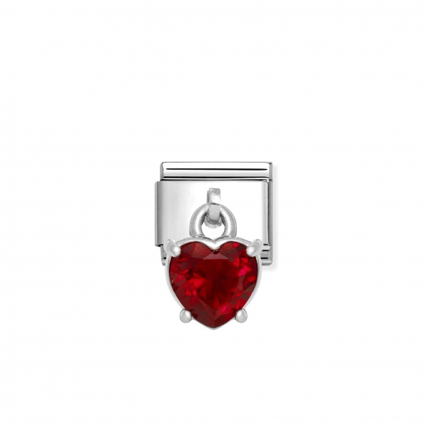 Nomination Silver Hanging Red CZ Stone Heart Composable Charm