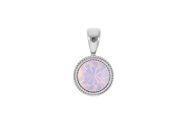 Qudo Silver Pendant Fabero Flat 11mm - Rose Opal