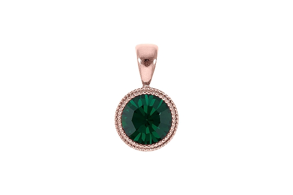 Qudo Rose Gold Pendant Fabero Flat 11mm - Emerald