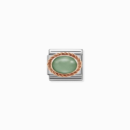 Nomination Rose Gold Oval Green Aventurine Stone Composable Charm