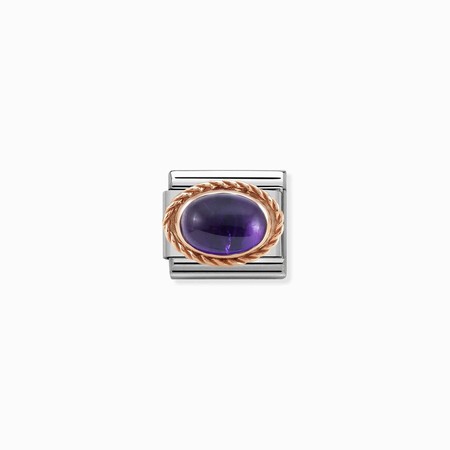 Nomination Rose Gold Oval Amethyst Stone Composable Charm
