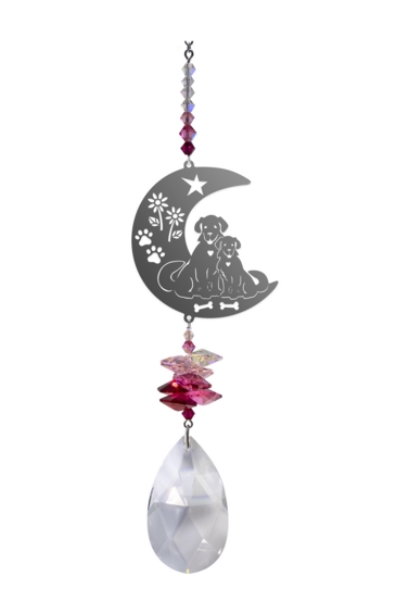 Wild Things Large Crystal Fantasy Puppies in Love - Deep Rose