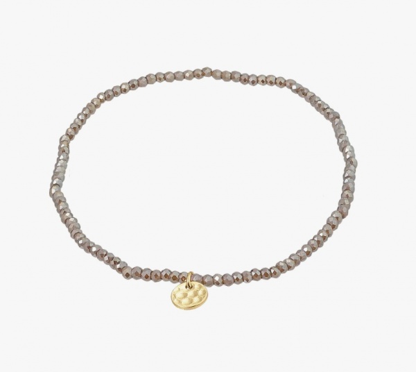 Pilgrim Indie Gold Bracelet with Light Grey Beads