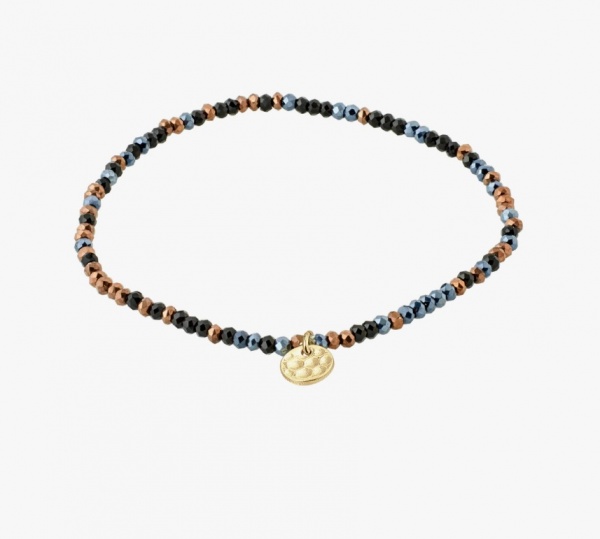 Pilgrim Indie Gold Bracelet with Black Beads