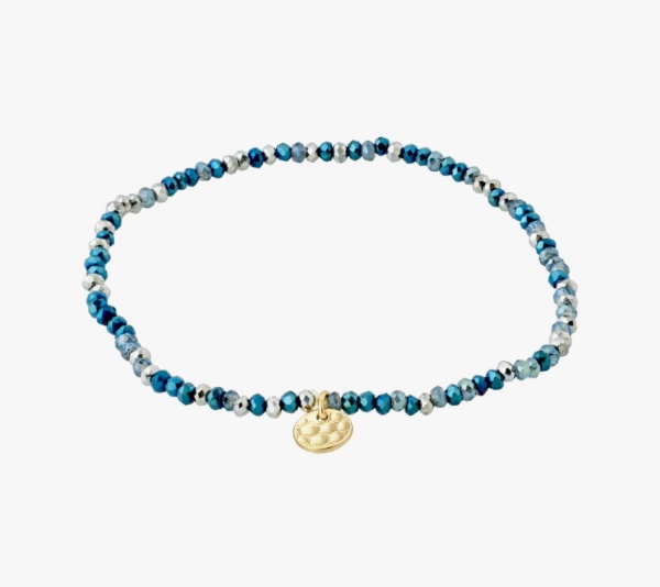 Pilgrim Indie Gold Bracelet with Deep Blue Beads