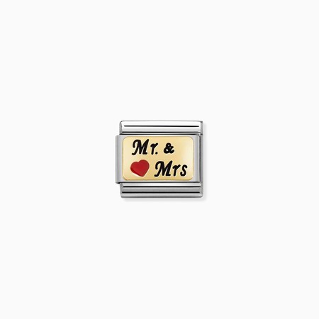 Nomination Gold Mr & Mrs Plate with Red Heart Composable Charm