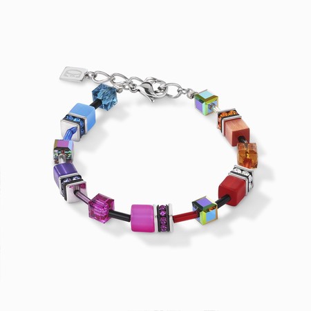 Coeur de Lion Silver Multicolour Rainbow Cube Bracelet