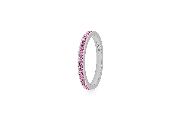 Qudo Silver Ring Eternity Pink - Size 58