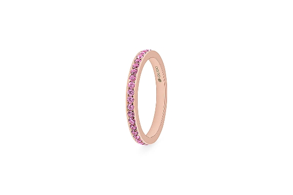 Qudo Rose Gold Ring Eternity Pink - Size 60
