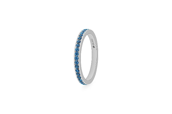 Qudo Silver Ring Eternity Light Sapphire - Size 52