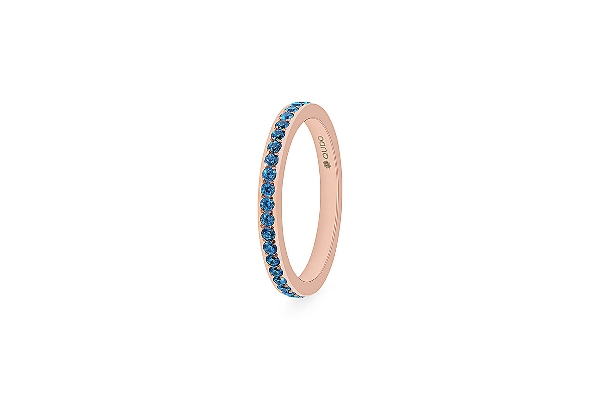 Qudo Rose Gold Ring Eternity Light Sapphire - Size 60