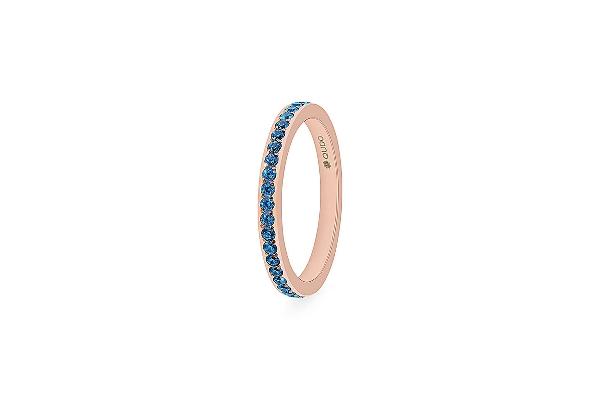 Qudo Rose Gold Ring Eternity Light Sapphire - Size 52