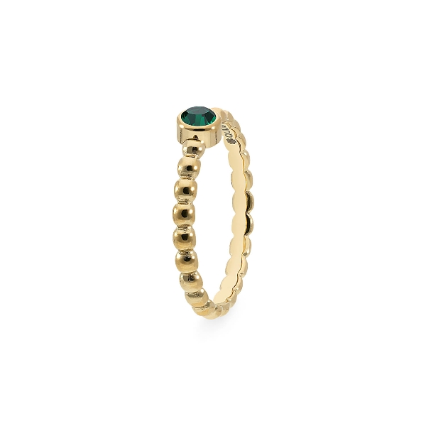 Qudo Gold Ring Matino Deluxe Emerald - Size 58