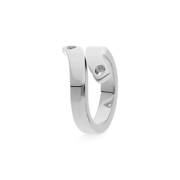 Qudo Silver Ring Due - Size 54