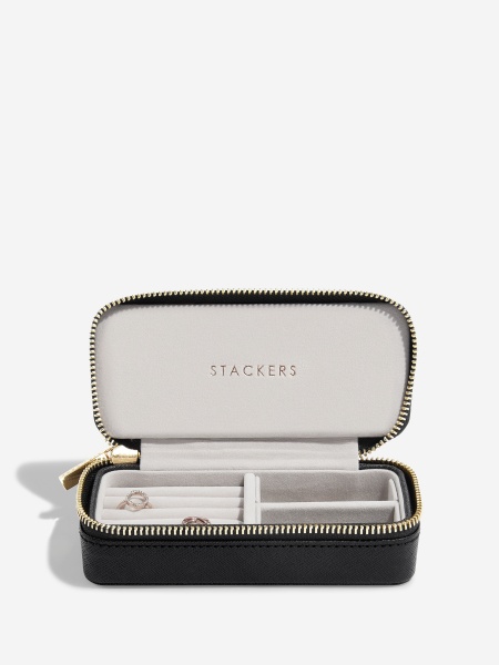 Stackers Medium Zipped Travel Jewellery Box - Black