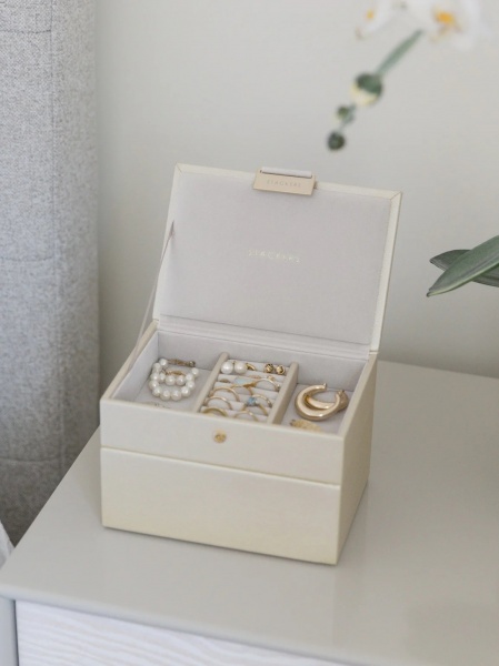 Stacker Mini Jewellery Box Set of 2 - Metallic Pearl