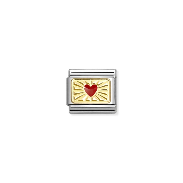 Nomination Gold Diamond Cut Red Heart Plate Composable Charm