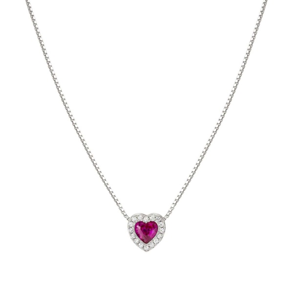 Nomination All My Love Silver Heart Necklace - Deep Pink
