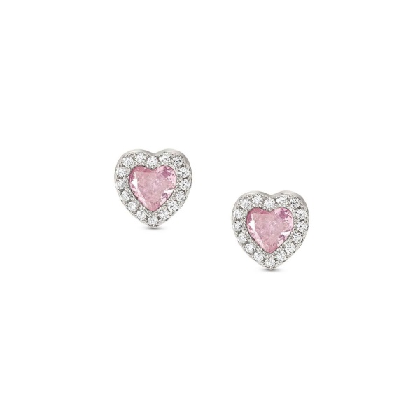 Nomination All My Love Silver Heart Stud Earrings - Baby Pink
