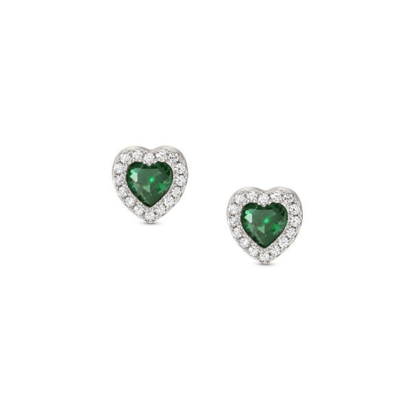 Nomination All My Love Silver Heart Stud Earrings - Green