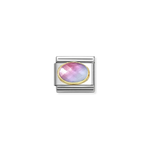 Nomination Gold Faceted Light Blue & Pink Glass Stone Composable Charm