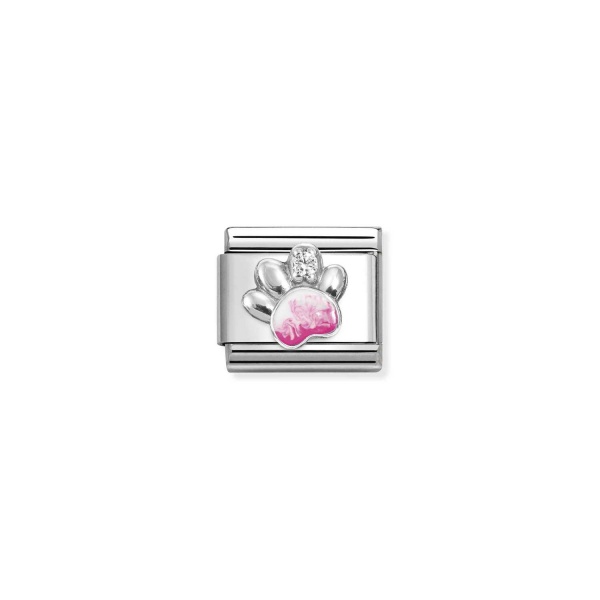 Nomination Silver Pink & White CZ Pawprint Composable Charm
