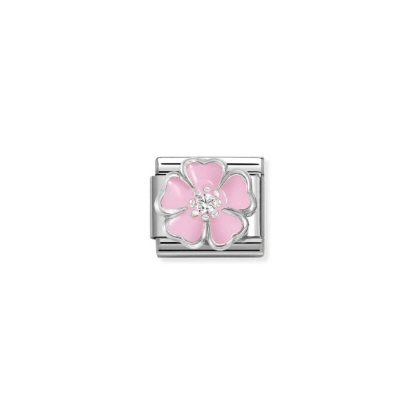 Nomination Silver Pink Peach Blossom with White CZ Composable Charm