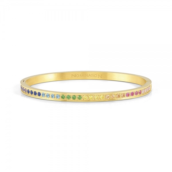 Nomination Pretty Bangles Gold Bangle with Coloured CZ - Large
