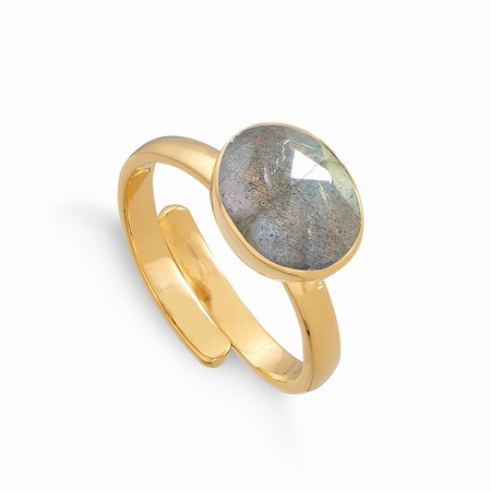 Sarah Verity Atomic Midi Labradorite Gold Ring