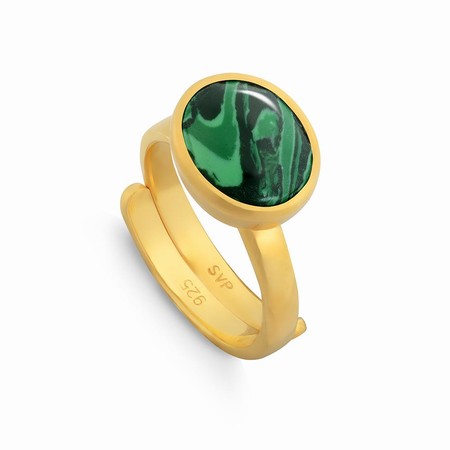 Sarah Verity Atomic Midi Malachite Gold Ring