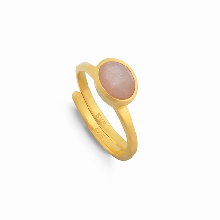Sarah Verity Atomic Mini Peach Moonstone Gold Ring