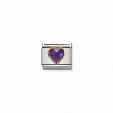 Nomination Gold Purple CZ Stone Heart Composable Charm